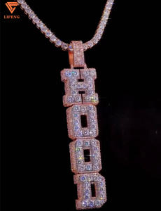 Liontin huruf Moissanite perak Sterling 925 kustom liontin berlian Hip Hop Ice Out VVS Moissanite untuk pria - Product Image 1