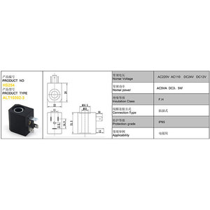 โซลินอยด์วาล์วคอยล์ ALT10302 3 ตัวกระตุ้นแม่เหล็กไฟฟ้าแบบเกลียวภายใน - Product Image 2