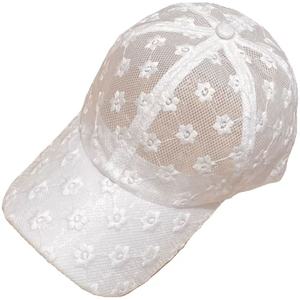 White Lace Floral Baseball Cap For Women Summer Sun Protection Mesh Breathable Hollow Design Fashionable Hat - Product Image 3