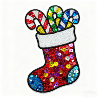 Patch thermocollant en sequins de Noël grand format pour vêtements, motif cerf, style anime