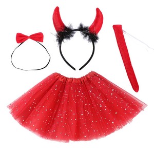 Animali Costume Cosplay 4 pezzi set Glitter Tutu fascia papillon coda tigre leopardo costumi per 3-8 anni KCFC-017 - Product Image 5