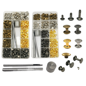 Remaches metálicos de doble cara en caja, artículos de cuero, equipaje, accesorios de ferretería, herramientas de perforación e instalación, cara plana - Product Image 1
