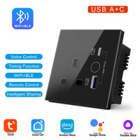 Venta caliente 13A Reino Unido estándar WiFi Tuya interruptor de pared enchufe Universal USB tipo A + C interruptor de luz de enchufe inteligente eléctrico
