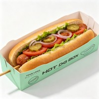 Boîte à hot-dogs imprimée sur mesure, vente en gros, emballage alimentaire jetable résistant à la graisse avec LOGO, fabricant d'usine