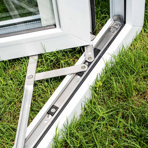 Fenêtres en plastique UPVC à <span class=keywords><strong>double</strong></span> battant coulissant fournisseur Grain de bois renforcé d'acier et couleur blanche directement - Product Image 4