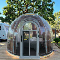 Tente dôme à bulles transparente préfabriquée de luxe avec pleine maison igloo géodésique en polycarbonate pour salons professionnels