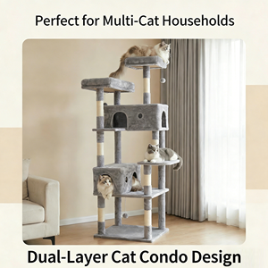 OEM/ODM XXL extra large 	 <span class=keywords><strong>Arbre</strong></span> à <span class=keywords><strong>chat</strong></span> de luxe moderne haut de gamme en bois intégré <span class=keywords><strong>avec</strong></span> tour d'escalade et <span class=keywords><strong>poteau</strong></span> à gratter pour chats d'intérieur - Product Image 3