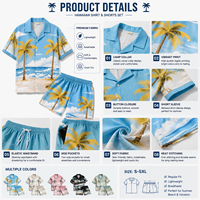 Ensemble chemise et short hawaïens personnalisés pour homme, tenue de plage tropicale, fabrication OEM ODM, vêtements de vacances, marque privée, fabricant de logos personnalisés