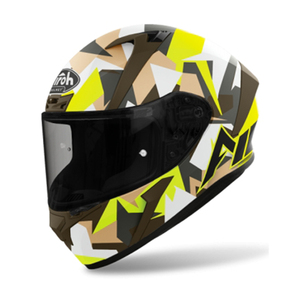 Casco Integrale Airoh XL in Termoplastica per Moto con Design Mimetico Giallo Fluorescente e Verde - Product Image 1
