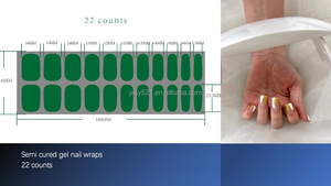 Commercio all'ingrosso autoadesivo 3D Semi-Cured Gel avvolge lunga durata salone qualità decalcomanie di carta Manicure Art - Product Image 4