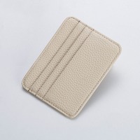 Dompet Kartu ID Kulit PU Imitasi Logo Kustom Buatan Tangan Mewah MOQ Rendah, Tempat Kartu Tipis, Penutup Kartu Kredit