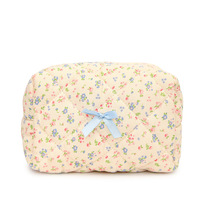 Nouvelle Trousse de Toilette Matelassée en Tissu de Coton Écologique Grande Taille à Motifs Floraux, Sac de Rangement Quotidien pour Voyage et Rouge à Lèvres
