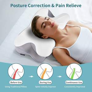 Novo Ortopédico Luxo Anti Rugas <span class=keywords><strong>Cervical</strong></span> Pescoço Travesseiro 3D Hotel Ergonômico Dormir Memória Espuma Travesseiro Para Dormir Confortável - Product Image 4
