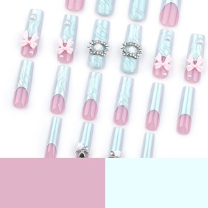 <span class=keywords><strong>Faux</strong></span> ongles avec design 3D, mélange de cristaux, ongles à presser avec diamants, <span class=keywords><strong>kawaii</strong></span>, rose, dessin animé, résine, décoration d'art d'ongles - Product Image 4
