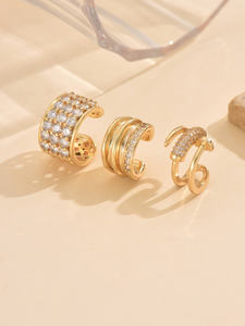 Pendientes de aro de moda con diseño geométrico de perlas de cobre de circón Simple para mujer, Material principal, idea de regalo elegante de latón - Product Image 3