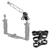 Système d'éclairage de plongée sous-marine en alliage d'aluminium avec pince à boule de 1 pouce et clip papillon pour caméra d'action et lampe de poche