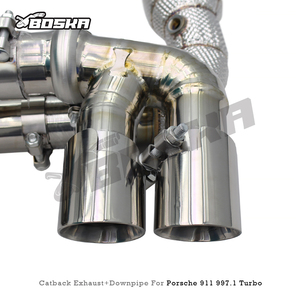 ท่อไอเสีย Boska Valvetronic สำหรับ Porsche 911 997.1 Turbo 3.6T ปี 2004-2007 ไทเทเนียม แบบ Catback พร้อมแคทตาไลติกคอนเวอร์เตอร์และดาวน์ไปป์ - Product Image 2