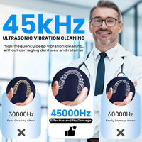 Nettoyeur de prothèses dentaires ultrasonique personnalisable avec 4 lumières UV, 4 modes, 200 ml, nettoyage en profondeur