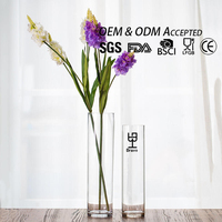 Vase en verre droit Art Déco, cylindrique, durable, pour fleurs, bougies et bougies flottantes, idéal pour décoration de table de mariage