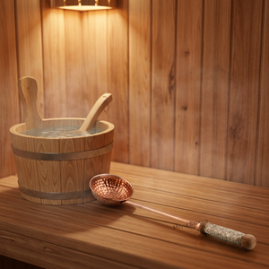 Louche en cuivre martelé avec manche en bois métallique - Product Image 4