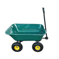 Chariot de jardin à benne basculante en acier avec pneus pneumatiques en caoutchouc à quatre roues, certifié CE, avec revêtement en poudre, capacité de charge de 300 kg