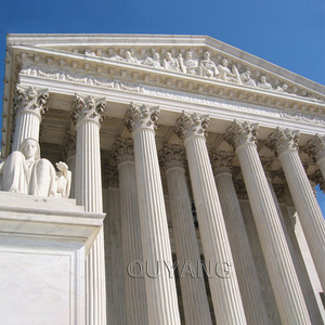 QUYANG el yapımı doğal taş yuvarlak sütun tasarımı açık yunan dekoratif bej mermer sütun ev için - Product Image 5