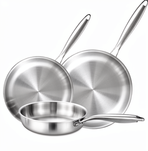 Ensemble de poêles à frire durables et écologiques 304/316 avec couvercle en verre et poignée en métal pour la cuisine à domicile, au restaurant et commerciale - Product Image 1