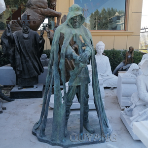 QUYANG Tượng Vua Arthur Vua Hiệp Sĩ Thời Trung Cổ Kích Thước Cuộc Sống Bằng Đồng Thau Thiết Kế Hiện Đại Ngoài Trời Có Thanh Kiếm - Product Image 2