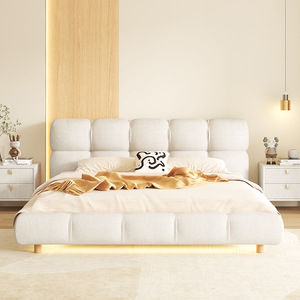 Kem Phong Cách Bọc Giường Hiện Đại Mới Nhất Thiết Kế Vải Phun Giường Với Ánh Sáng Ban Đêm Phổ Biến Mềm Vua Giường Đặt Đồ Nội Thất Phòng Ngủ - Product Image 4