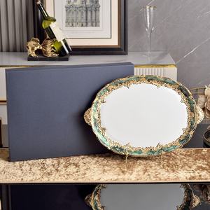 Assiettes de présentation ovales irrégulières en porcelaine fine de style Japandi fantaisie avec motif personnalisé pour cadeaux d'affaires et usage culinaire - Product Image 4