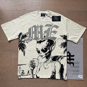 T-shirt à manches courtes de style américain avec imprimé alien et strass, idéal pour l'été. - Product Image 4