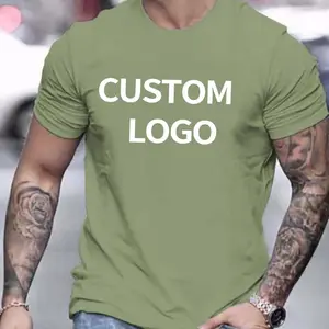 Kaus Gym sampel gratis kaus pria dengan Logo katun uniseks kaus pria cetak Logo kustom kosong
