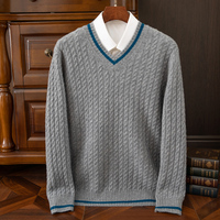 Pull en pur cachemire pour hommes Pull en tricot à col en V de grande taille Pull en cachemire pour hommes
