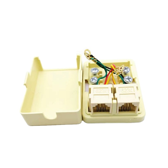 ZHEFAN ABS 2 Port 6P4C RJ11 Telephone Rosette Box for Telecom RJ11 Single Surface Mount Box