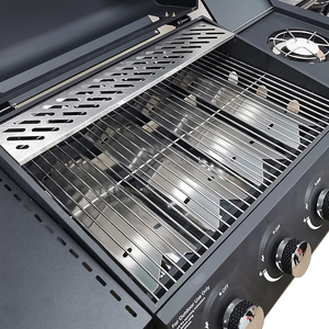Barbecue moderne au gaz naturel d'extérieur, 4+1 brûleurs, allumage électronique, haute pression, sécurité, acier inoxydable, finition peinte en poudre - Product Image 5