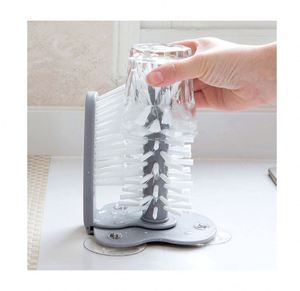 Cepillo de limpieza de fregador de vasos de plástico 2 en 1 con <span class=keywords><strong>Base</strong></span> de succión, cepillo <span class=keywords><strong>para</strong></span> botellas de vidrio, cepillo de lavado de vasos multifuncional - Product Image 5