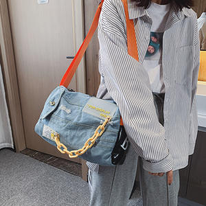 New Style Denim Shoulder Yoga Travel Sports Bag Fashion and Leisure <strong>Large</strong> Capacity Portable Bag - Product Image 4