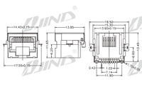 Connecteur offset RJ45 SMT à angle droit à 90 degrés Prise réseau modulaire 8P8C Demi-bouclier mâle/femelle pour carte PCB Cat5e Cat6 Cat6a
