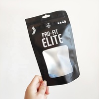 Pochette debout personnalisée avec fermeture éclair thermoscellable Petit sac d'emballage en plastique nylon noir zip-lock avec fenêtre