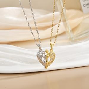 Gel Vintage a forma di cuore di coppia collane 1 paio di magneti catena <span class=keywords><strong>con</strong></span> pietre di zircone uomini e donne accessori per gioielli regali - Product Image 1