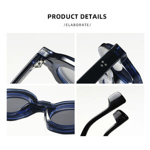 Высококачественные солнцезащитные очки с индивидуальным логотипом, круглые, с толстой оправой, дизайнерские, ретро, 2026, UV400, магнитные, для женщин и мужчин - Product Image 5