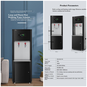 <span class=keywords><strong>Fontaine</strong></span> à eau potable en acier inoxydable de grande capacité 32L à usage commercial avec filtration et 2 robinets, distributeur d'eau froide 220V - Product Image 2