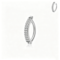Getta F136 Anneau de nombril clicker à double rangée géométrique avec zircon griffe, pour usage quotidien, bijoux de piercing de mode de haute qualité, vente en gros