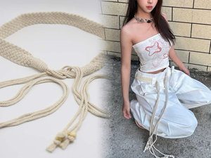 Ceinture nouée pour femme en <span class=keywords><strong>corde</strong></span> 100% coton, style simple et polyvalent, <span class=keywords><strong>avec</strong></span> nœud chinois, pour robes et pulls, nouvelle collection - Product Image 3