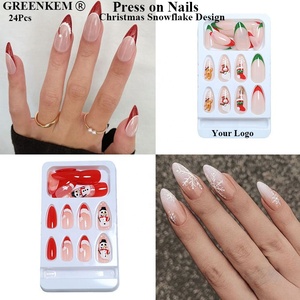 24pcs Collection de Noël Appuyez sur les ongles avec des motifs de flocon de neige Amande et T Forme Private Label Designed Tips - Product Image 1