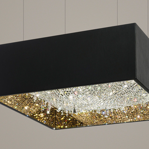 Lámpara colgante de araña de cristal cuadrada de lujo LED atenuada Interior personalizada de gama alta Accesorios para comedor - Product Image 4