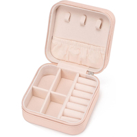 Étui à bijoux rose personnalisé avec logo d'usine, mini-organisateur de voyage portable avec rouleaux à bagues et crochets pour colliers, vente en gros