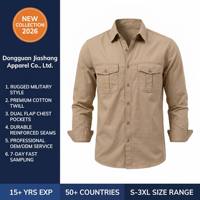 Chemise Cargo Homme Automne Respirante à Manches Longues en Coton Robuste Style Utilitaire Double Poche Tactique Décontractée Extérieur Safari