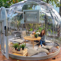 Gazebo moderne design avec salle à manger complète tente en polycarbonate dôme géodésique dosette à bulles pour l'extérieur