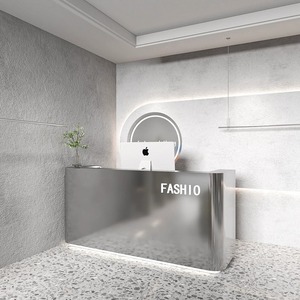 Modern Custom Reception Counter Front Desk Custom Size Color LOGO LED <b>Light</b> for Business Lobby Beauty Salon Office Hotel - Product Image 6